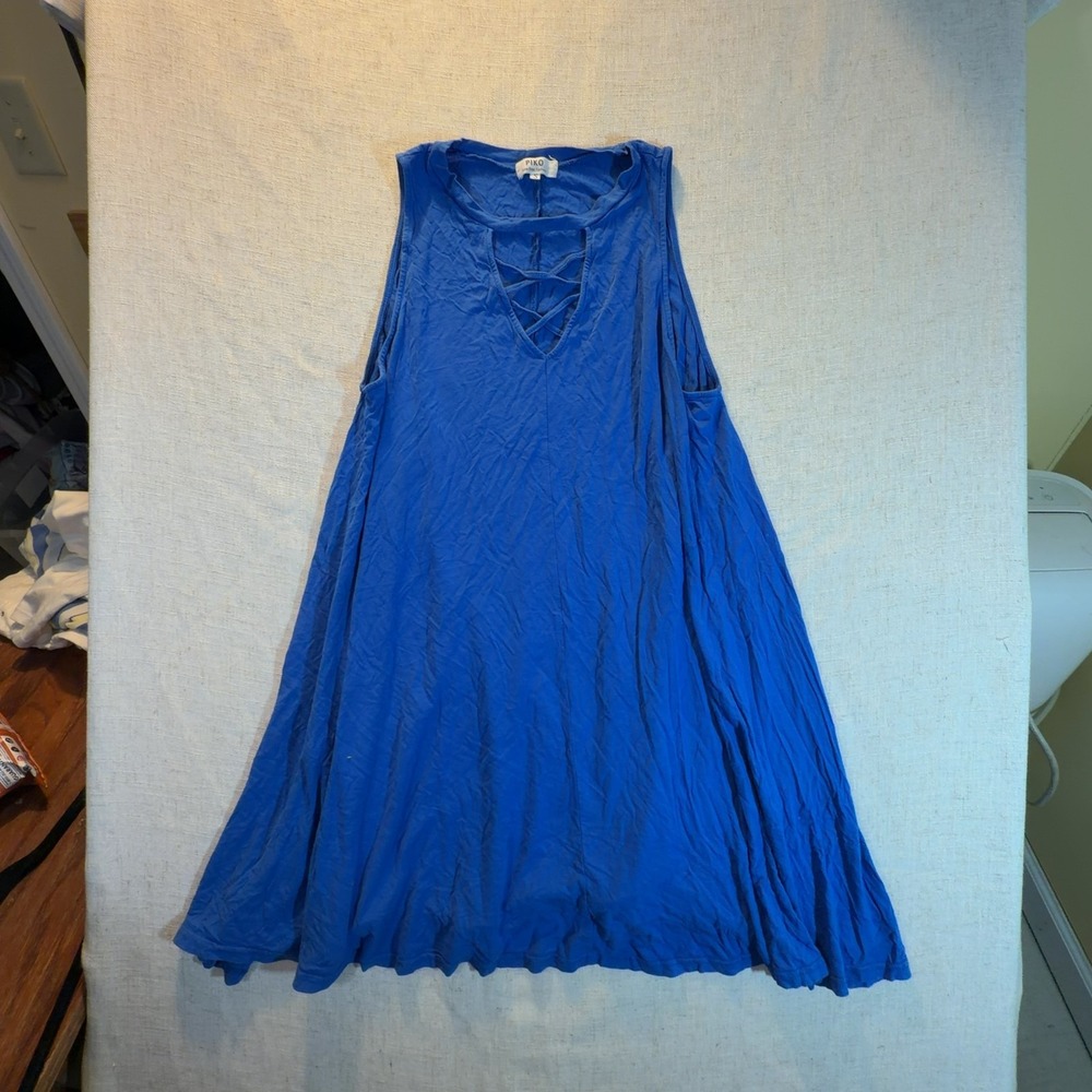 Piko Envi Free Fashion Sleeveless Swing Mini Dress Royal Blue Women's Size Small